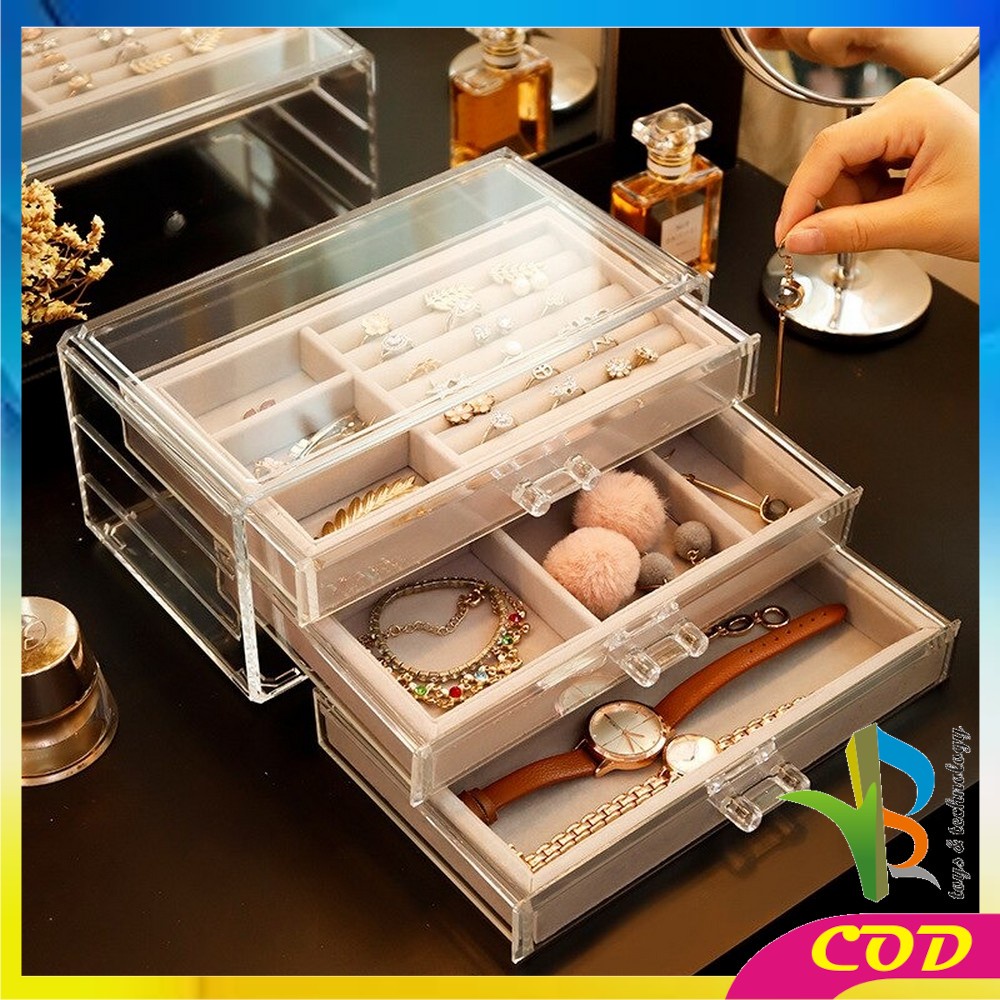 RB-K21 Rak Perhiasan 3 Laci Jewelry Box Organizer Rak Penyimpanan Kalung / Cincin / Gelang