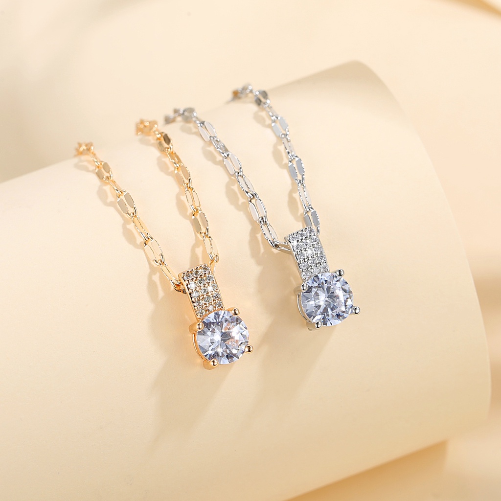 Y904 [COD✔]Kalung Berlian Berkilau Wanita Titanium Rantai Klavikula Fashion Wanita