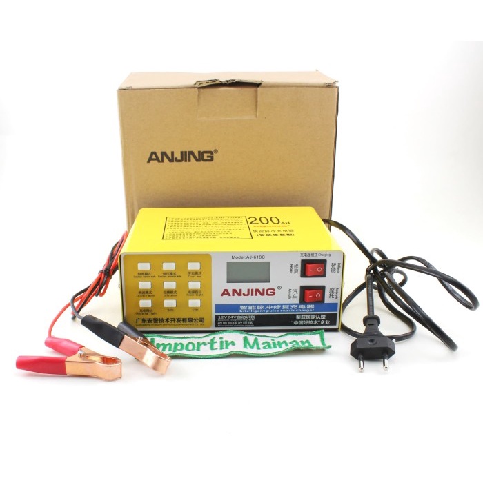 charger aki kering 12V 24V AJ618C AJ-618C mobil aki sepeda listrik