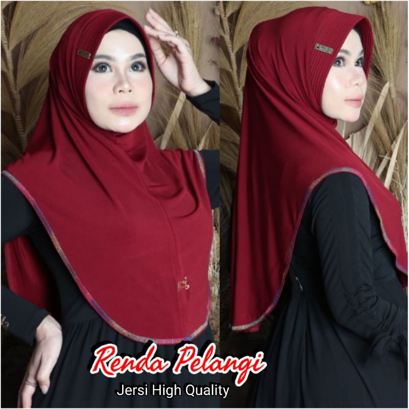 Jilbab Hijab Kerudung instan standard ori Doa ibu Doi Renda pelangi Mambo jersi high quality