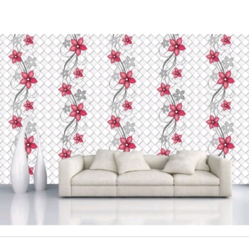 Wallpaper dinding motif bunga merah cy1075