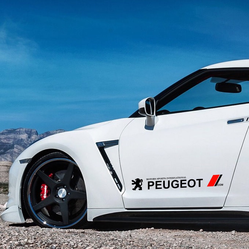 PEUGEOT 2pcs Stiker Sisi Pintu Mobil Stiker Body Decals Logo Mobil Decal Styling Untuk Peugeot308 206 208 3008 508 408 207 406 405 407 2008 5008 306 307 RCZ Aksesoris