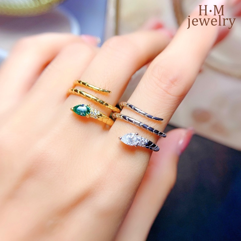 Cincin Berlian Tetesan Air Mewah Cahaya Baru Kepribadian Fashion Semua Pertandingan Berliku Ornamen