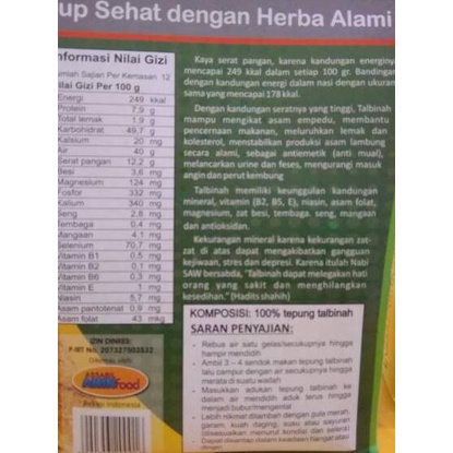 

MALL Talbinah Resep Thibb Nabawy 400gr + 40gr Tepung Gandum Original buruan