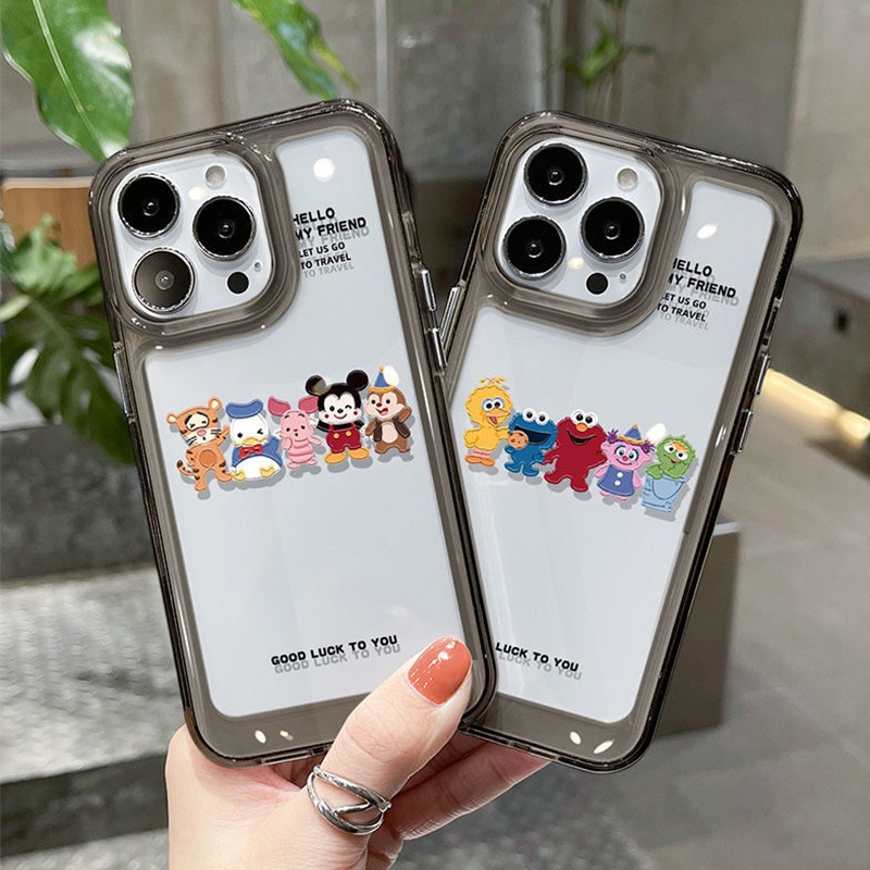 IPHONE Hewan Lucu Shockproof Soft Phone Case Kompatibel Untuk Iphone11 14 13 12 Pro XS Max X XR 78 6 6S Plus Casing Transparan Silikon TPU Cover