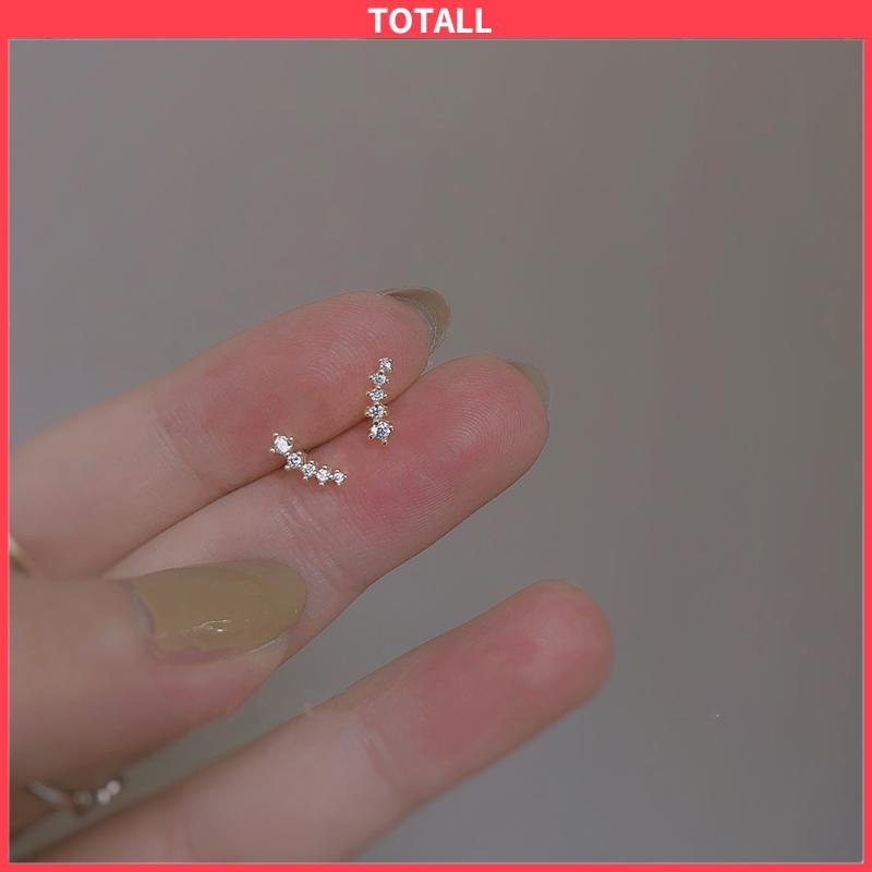 COD Anting Zirkon Set Mikro Sederhana  Baris Kecil Berlian Geometris  Anting Gandum Kecil yang Lucu-Totall