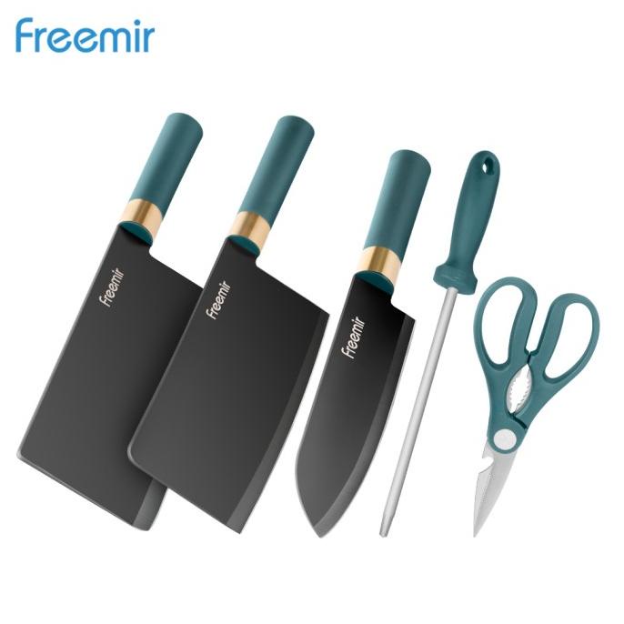 freemir Pisau Set 5 PCS Knife Pisau Dapur Pisau Daging Pengasah Pisau