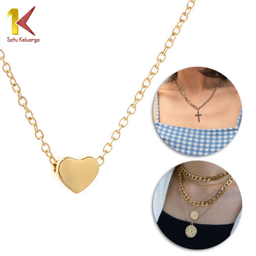 Satu Keluarga Kalung Wanita Fashion Aksesoris K72 K74 Kalung Choker Love Retro Korea Kalung Anti Kar