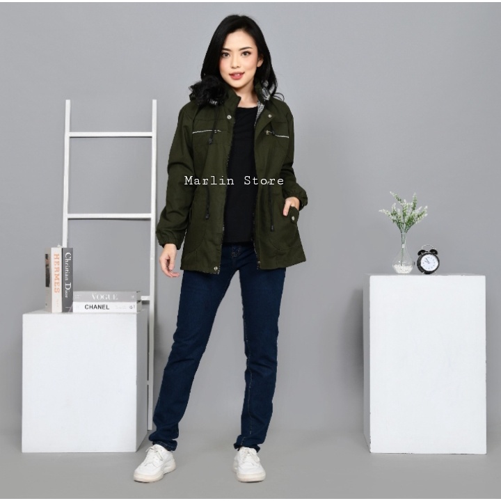 Marlin Store Jaket Parka Wanita Murah Bahan Kanvas Premium Hangat Dan Tebal