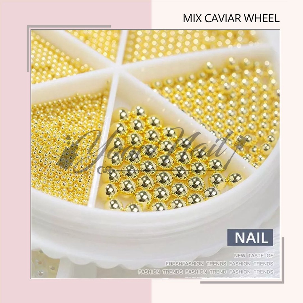 Mix caviar wheel nail art caviar hiasan kuku