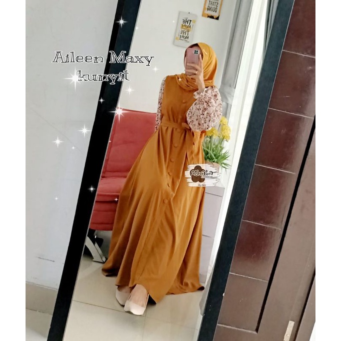 AILEEN MAXY // DRESS MAXY WANITA LENGAN BALON BUNGA ORIGINAL ATHATA PREMIUM