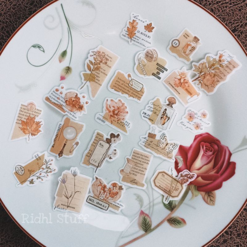 

10pcs stiker flower vintage retro untuk journaling aesthetic