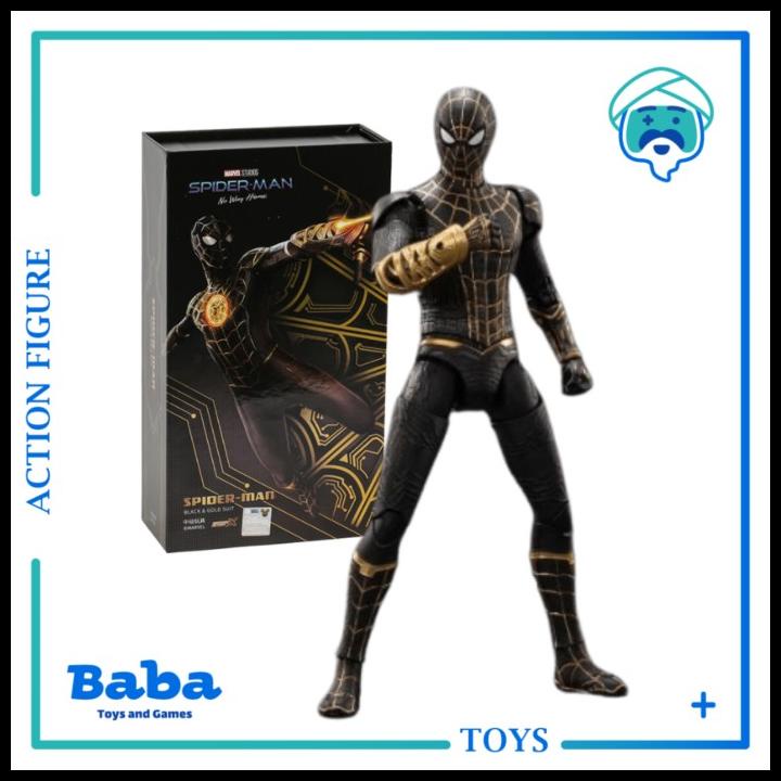Mainan Figure Zd Toys Spiderman No Way Home Spider Man Black Gold Suit
