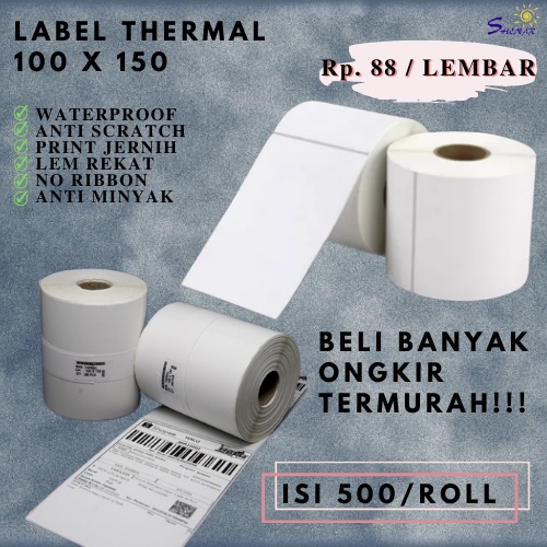 

SHENAR, THERMAL LABEL UK. 100X150/500 ROLL Thermal Paper Roll/Lipat Lebih Tebal - LARISSHOP78