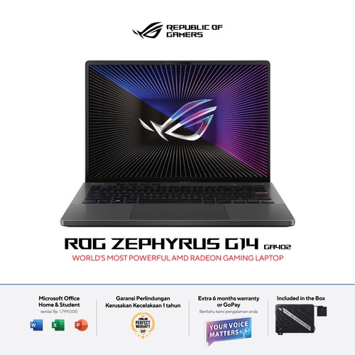 Laptop Gaming Asus Rog Zephyrus G14 GA402RJ Radeon RX6700S 8GB RYZEN 9 6900HS RAM 16GB 512GB SSD WUXGA 144HZOHS 14.0