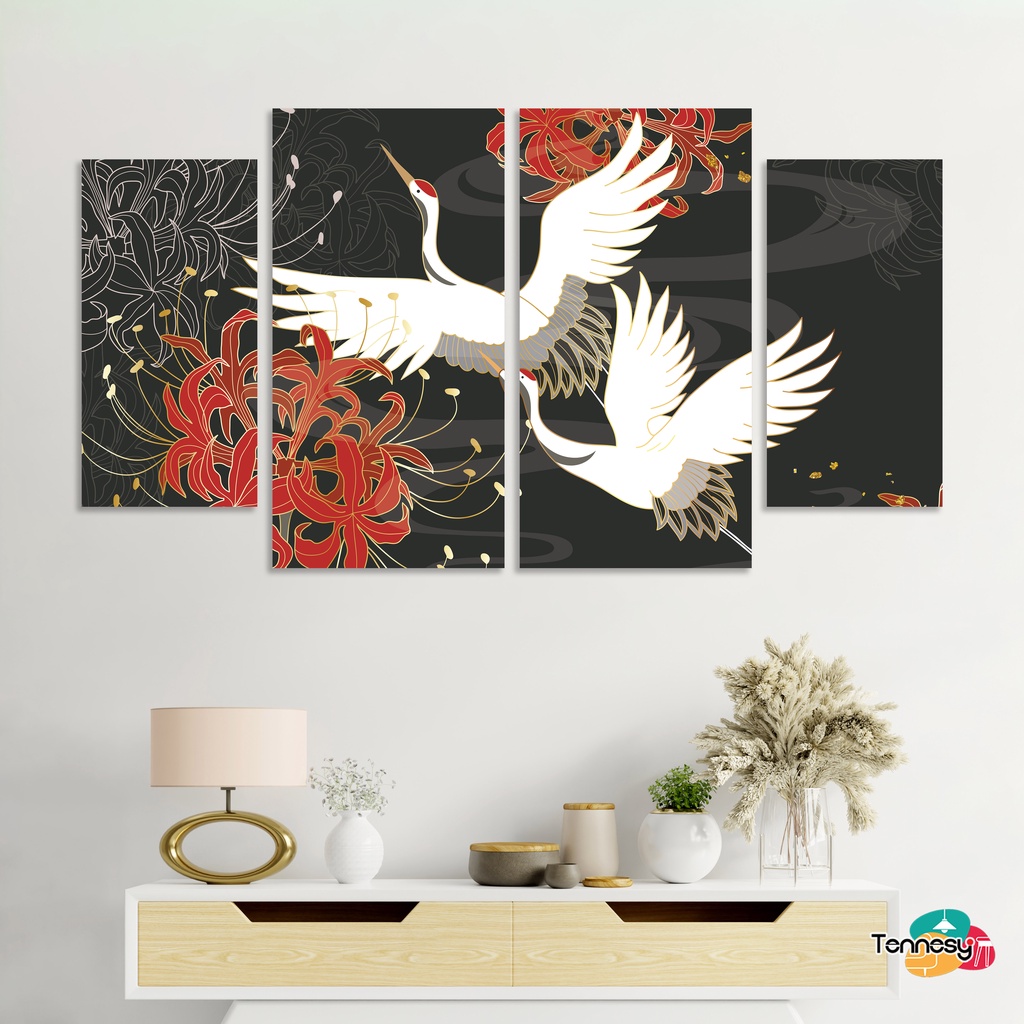 TENNESY HIASAN DINDING ORIENTAL FLAMINGGO CHINESE WALL DECOR PAJANGAN KAYU POSTER DEKORASI DINDING DAPUR KAMAR TIDUR RUMAH