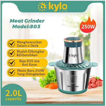 [ KYLO ] Blender Stainless Hijau Premium Quality Kapasitas 2L/Food Chopper/