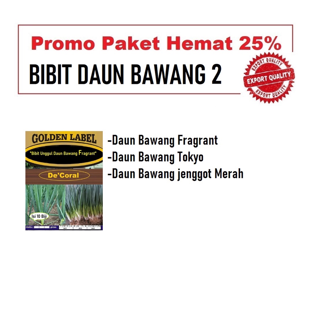 Promo Paket Bibit  Daun Bawang 2 : Daun Bawang Fragrant,Daun Bawang Tokyo, Daun Bawang Jenggot Merah