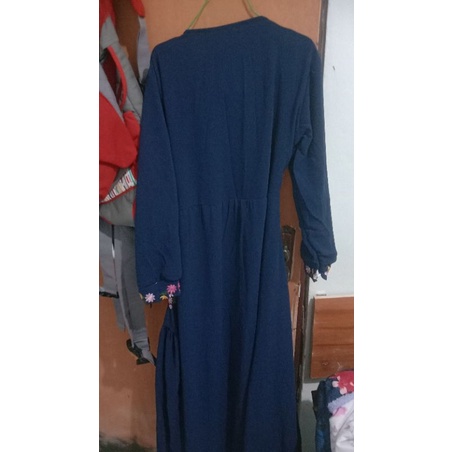 gamis ceruty babydoll motif bordir bunga model rompi