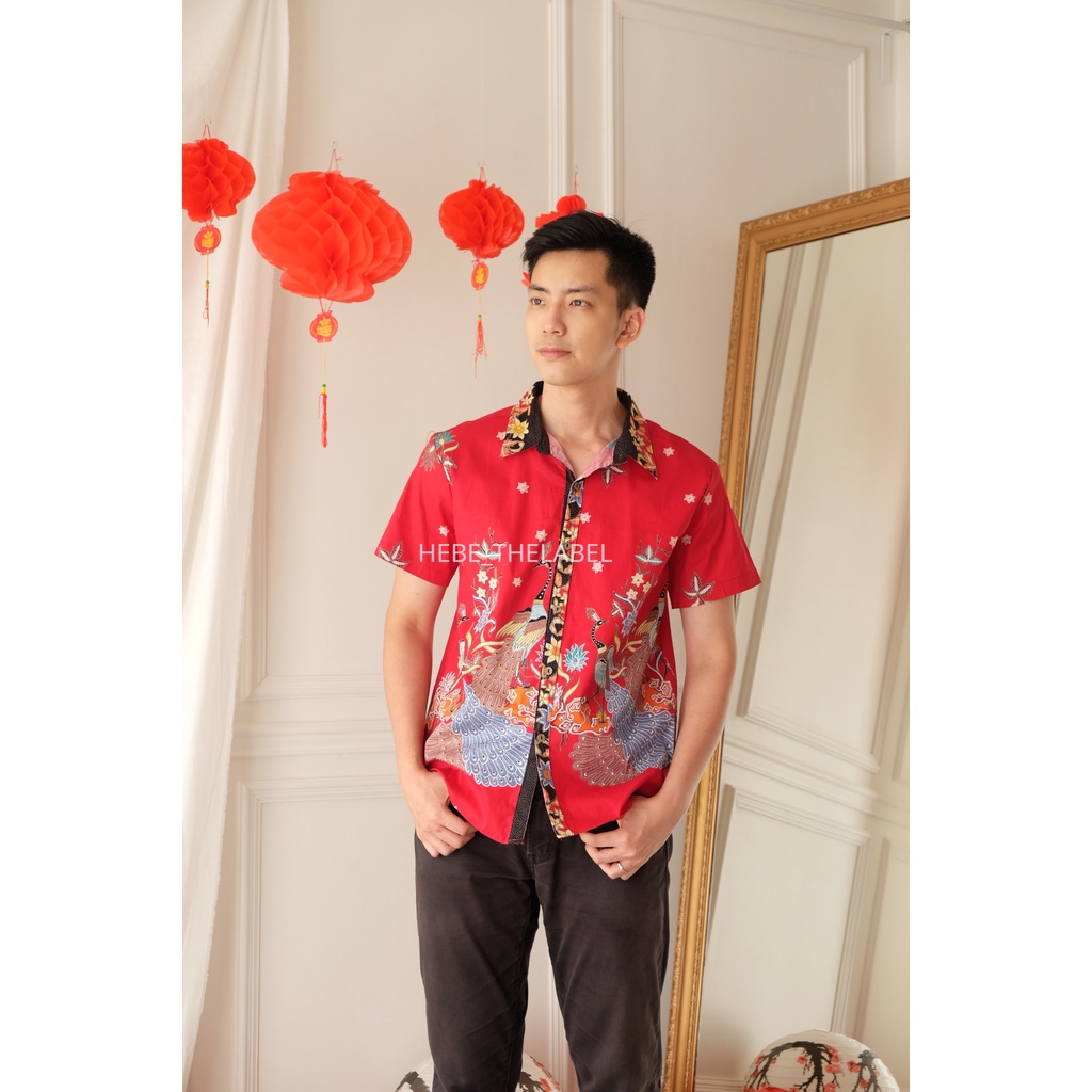 Ishana Red Batik Cheongsam Chinese New Year - (- Men Short-Nadine-Mutia-Hera-Brenda-Kora-Intan)