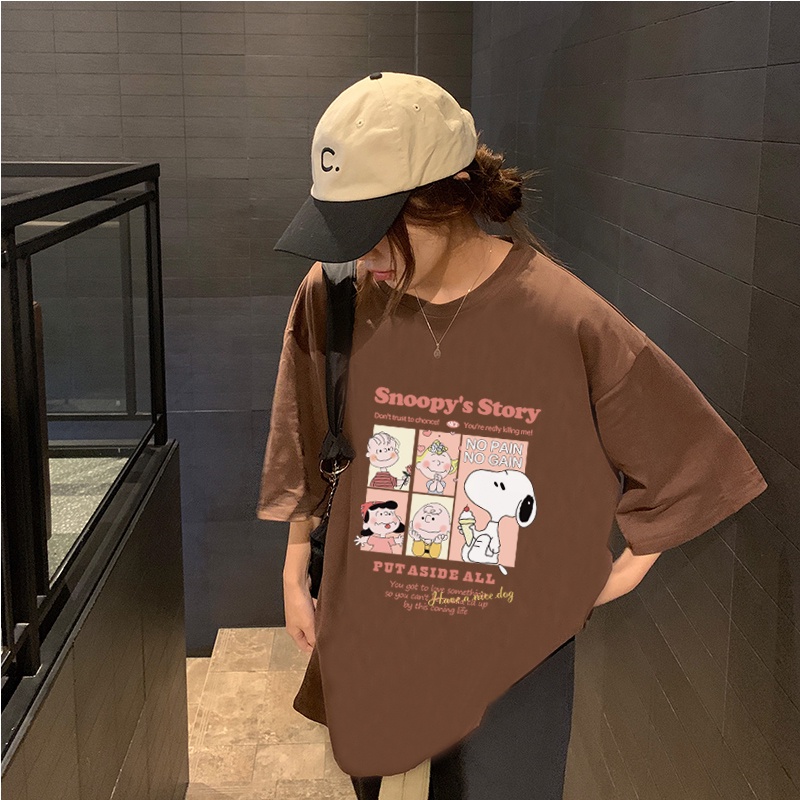 kaos wanita kekinian oversize lengan pendek cartoon character graphic print toffe t shirt vintage kaos couple