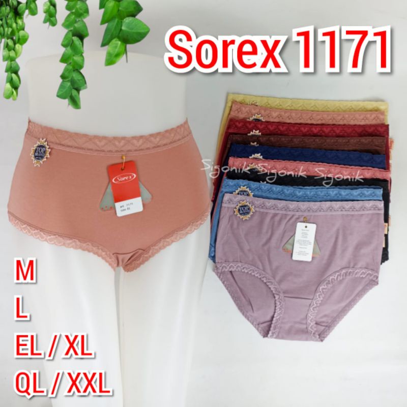 CD Celana Dalam Waniata Dewasa Sorex 1171 Size M L EL/XL QL/XXL Motif Renda Mid Waist Undies Polyester Katun Spandek Polos Warna Variasi Adem Best Seller Original Perempuan Cewek Jumbo Big Size Cawet Midi Midle Sigonik