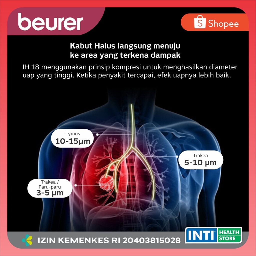 Beurer | Compressor Nebulizer IH 18 | Alat Terapi Uap Batuk Pilek