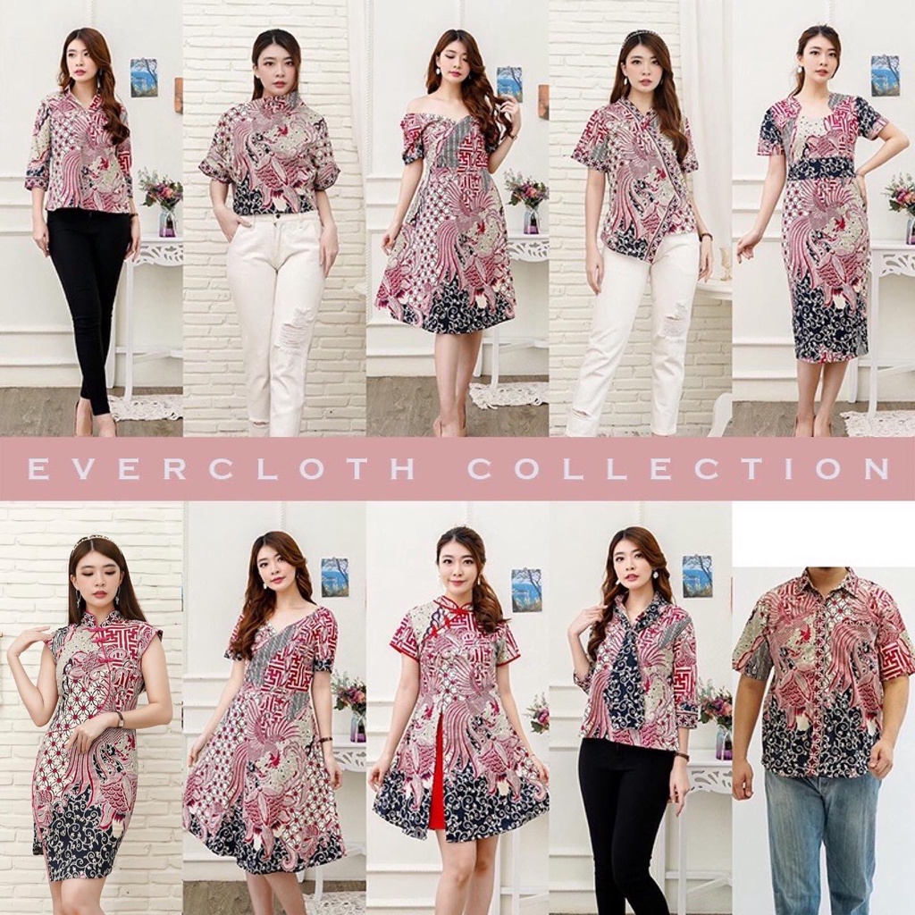 Evercloth Kaina Dress Batik Wanita Dress Wanita Batik Couple Seragam Cheongsam