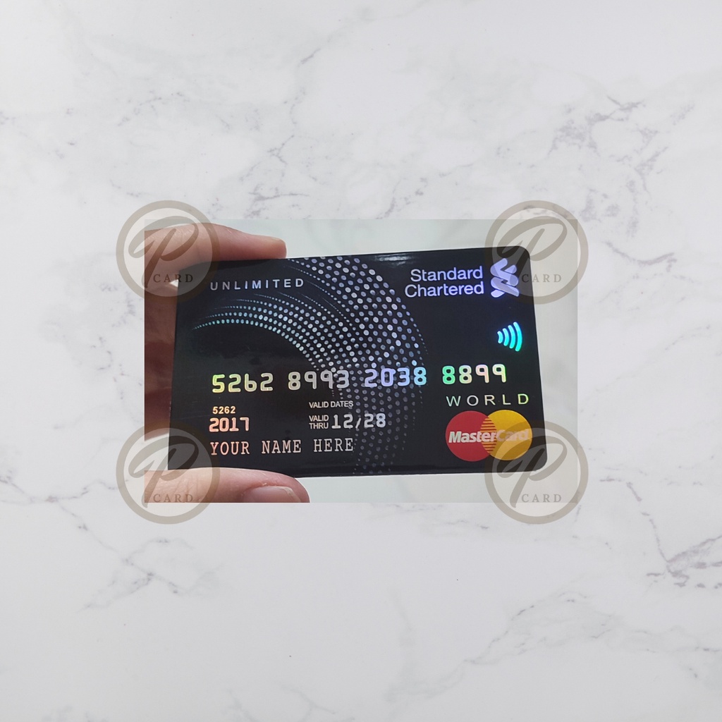 STANDARD CHARTERED Hologram Skin Card  - Card Cover Skin Sticker - PLIATA Stiker Kartu ATM, E-Money, E-Toll