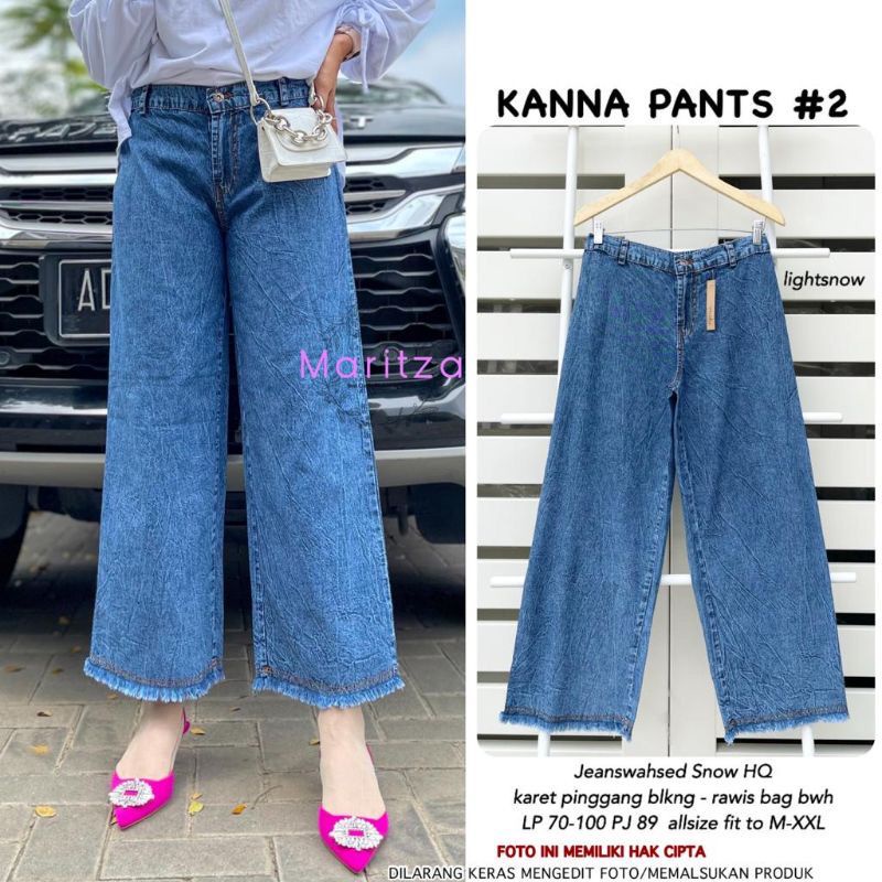 Celana Kulot Jeans Wanita Pallazo Denim Premium Bawahan Jeans Wanita Mapple Palazzo