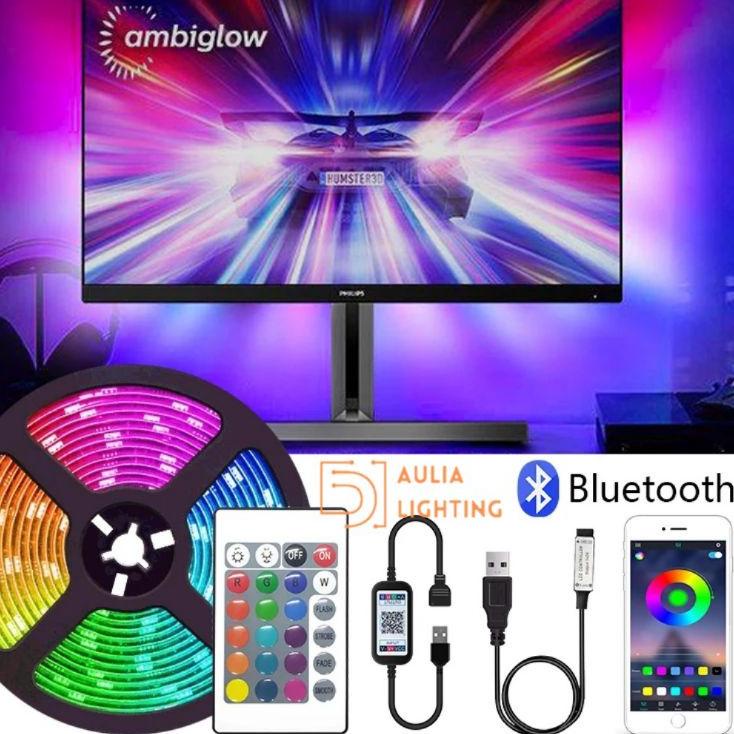 COD✔️ PAKET LAMPU TIDUR LED STRIP RGB SMD 5050 USB 5V HIASAN KAMAR 1M 2M 3M 4M 5M AESTETIC REMOTE 24