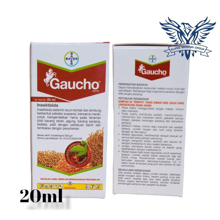 INSEKTISIDA GAUCHO 20ML insektisida perlakuan benih gauco Pengendali hama pada tanaman jagung Bahan Aktif: Imidakloprid 350g/l Confidor Besvidor Topdor