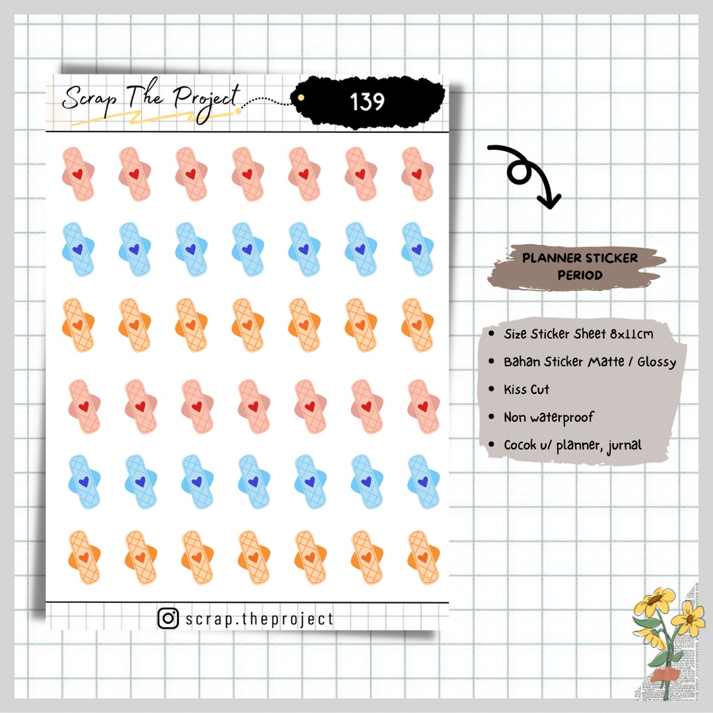 

STICKER PLANNER JOURNAL / STICKER BLOOD PERIOD TRACKER / STP - 139
