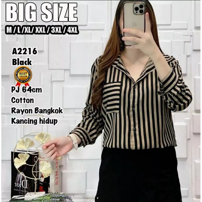 Kemeja Salur Jumbo Big Size Over Size Bisa COD ( Bayar Ditempat ) Dalam Negeri. Kemeja Kasual Kemeja Kantor Kemeja Kerja Kemeja Keren Baju Murah Atasan Muslimah Atasan Wanita Termurah Terbaru &amp; Kekinian Busui Bahan Adem Nyaman Dipakai Katun Rayon Premium