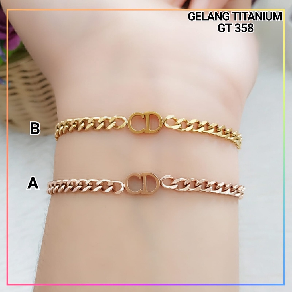 Gelang titanium stainless/steel gelang dewasa rantai tebal polos C.D perhiasan wanita anti karat GT 358