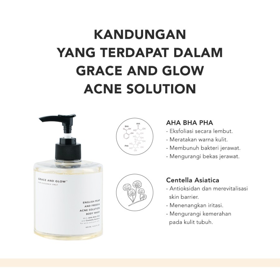 Penghilang Jerawat Punggung Grace and Glow English Pear and Freesia Anti Acne Body Wash 400 ml