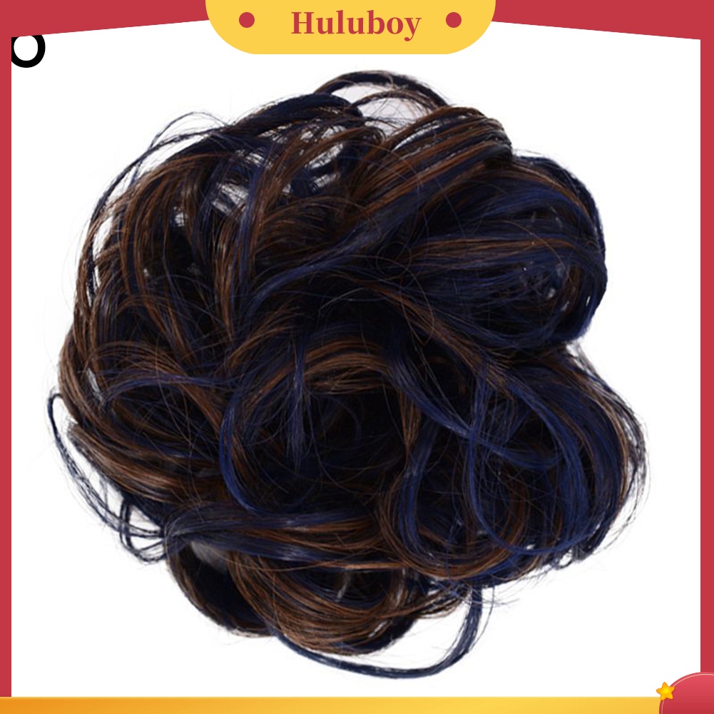 Wig Rambut Ekstensi Model Keriting Gelombang Messy Donut Chignons Untuk Wanita