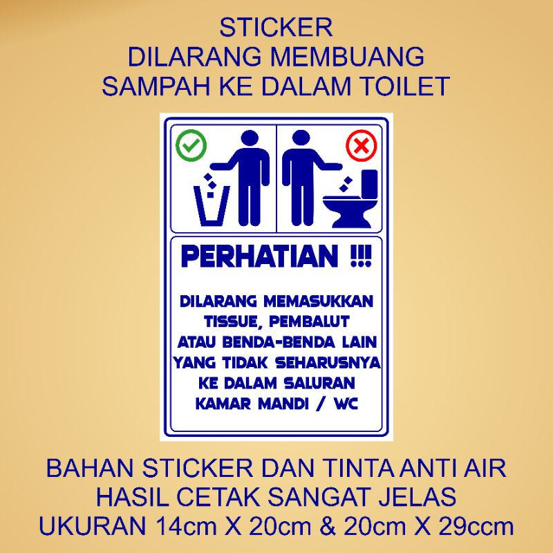 Jual Stiker Jagalah Kebersihan Toilet Stiker Dilarang Buang Sampah Ke