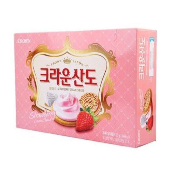 

Crown Sando Korea Milk Cream Biskuit Lapis Krim Stroberi Susu 161Gr Best Seller