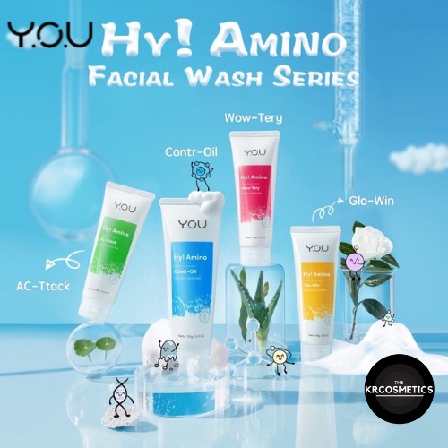 YOU Hy! Amino Facial Wash Hydrating | Brightening | Anti-Acne | OIL Control | Pembersih Wajah Y.O.U 100g