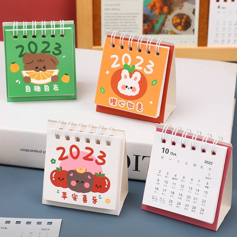 2023tahun Baru Dekorasi Hewan Kalender Meja Kawaii Ins Fashion Hadiah Kelinci Anjing Mini Kartun Desktop Planner Jadwal Harian Kalender Berdiri Lucu Meja Asrama Kertas Tulis