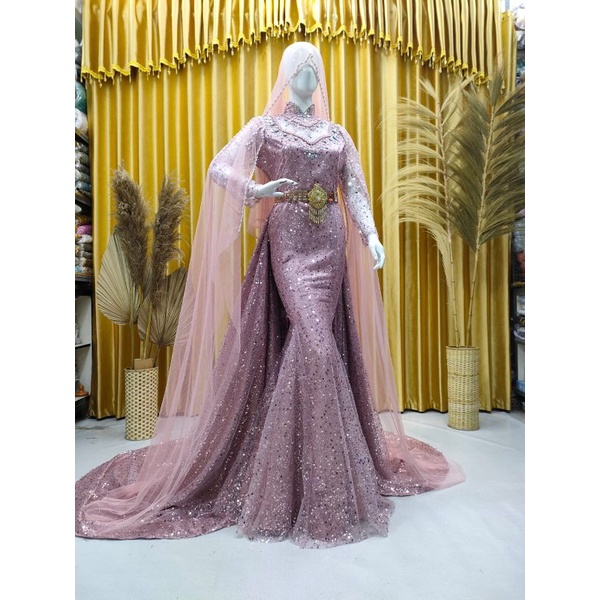 NEW SPAN GAUN BEREKOR//GAUN DUYUNG MEWAH MASA KINI//GAUN MODERN//GAUN PENGANTIN MASA KINI