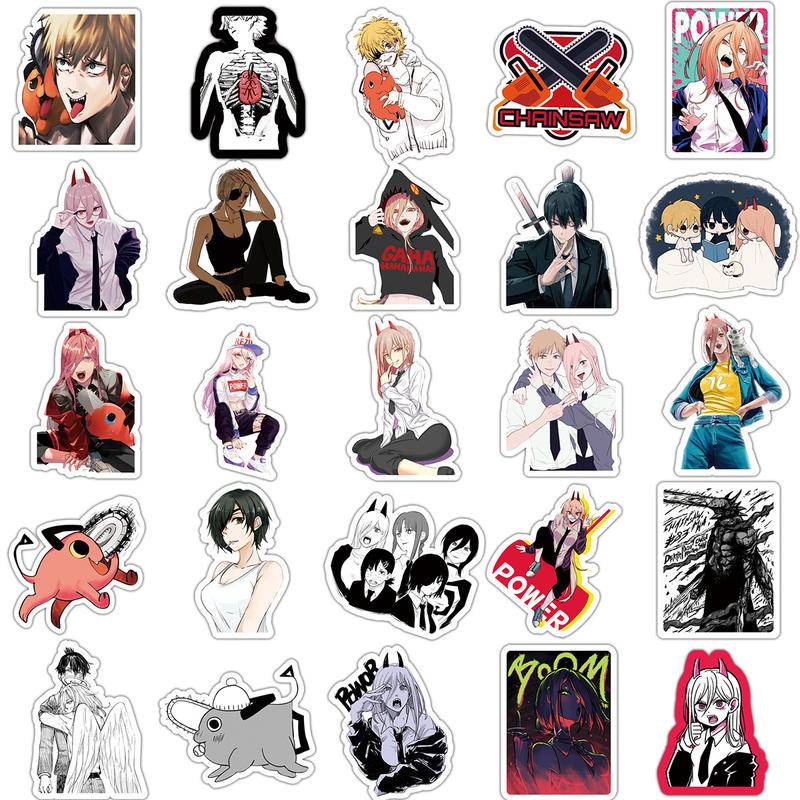 50pcs /Set Anime Chainsaw Man Denji Makima Aki Hayakawa Power Pochita Stiker Aesthetic Motor Ponsel Mobil Skateboard Laptop Stiker Mainan Anak Klasik In Stock New Arrival LY