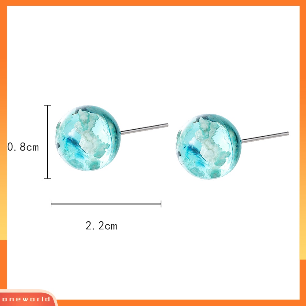 [WONE] Wanita Fashion Alloy Resin Awan Langit Biru Manik Telinga Stud Anting Perhiasan Hadiah