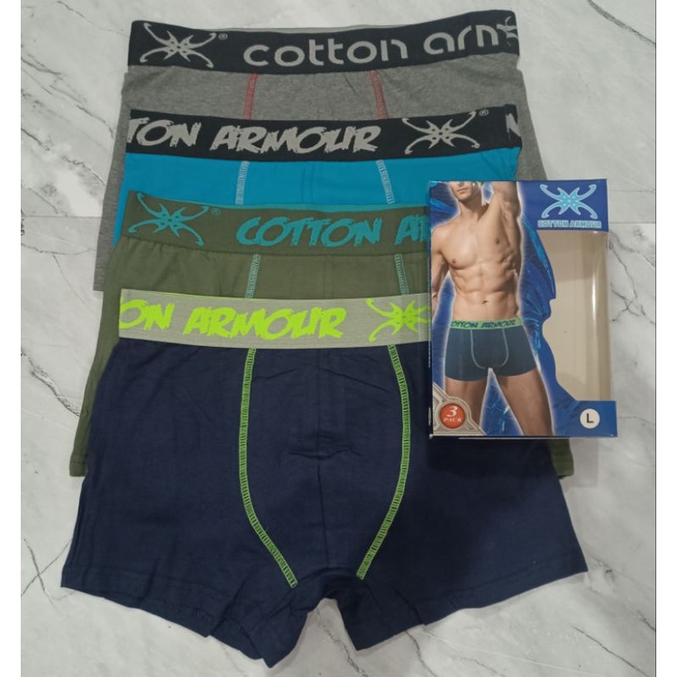 3 PCS CELANA DALAM BOXER PRIA COTTON ARMOUR PREMIUM
