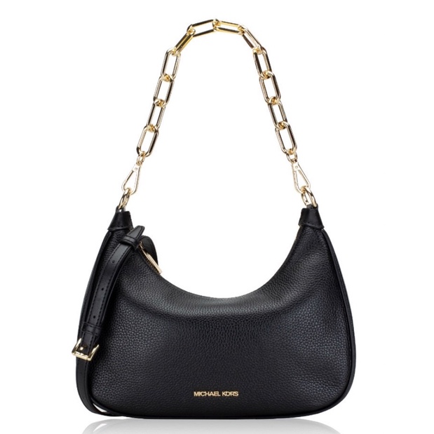 M-K Michael Kors 2219 Cora Medium Zip Pouchette In Black Leather