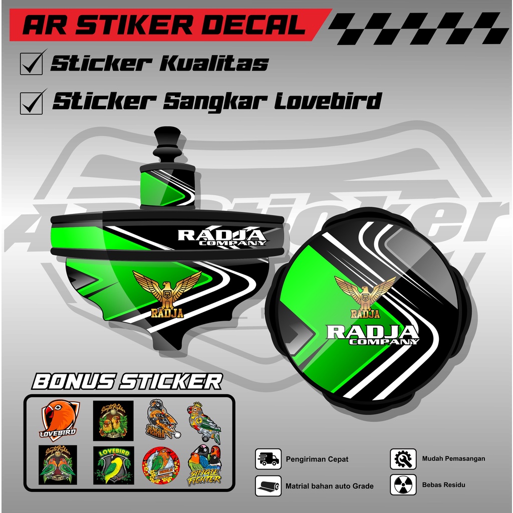 Stiker Tebok Lovebird Motif Radja - Sticker Decal Sangkar Burung Love bird Tipe BATMAN AR-001