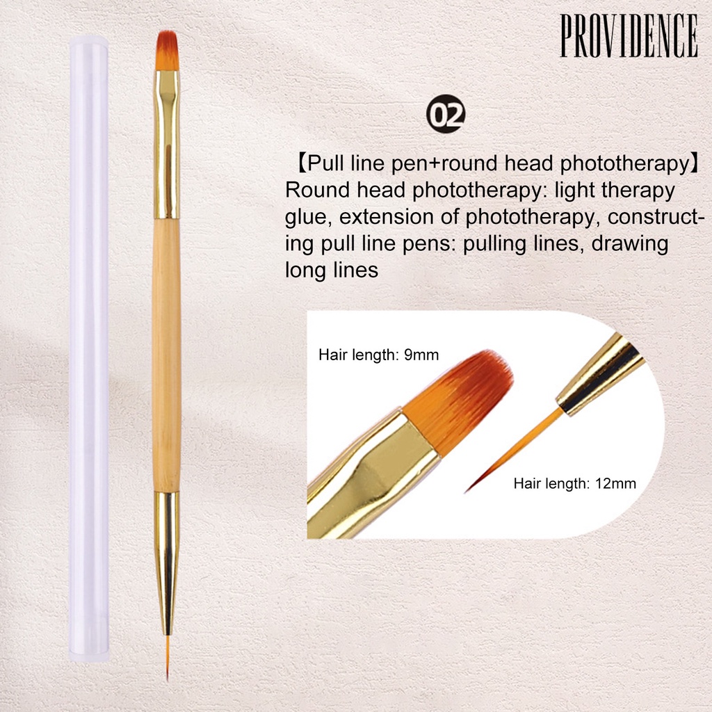 Providence 3Pcs Pena Terapi Kuku Berlaku Lancar Lembut Bulu Elastis Kepala Ganda Profesional Pengerjaan Halus DIY Pena Konstruktor Nail Art Kayu Untuk Perempuan