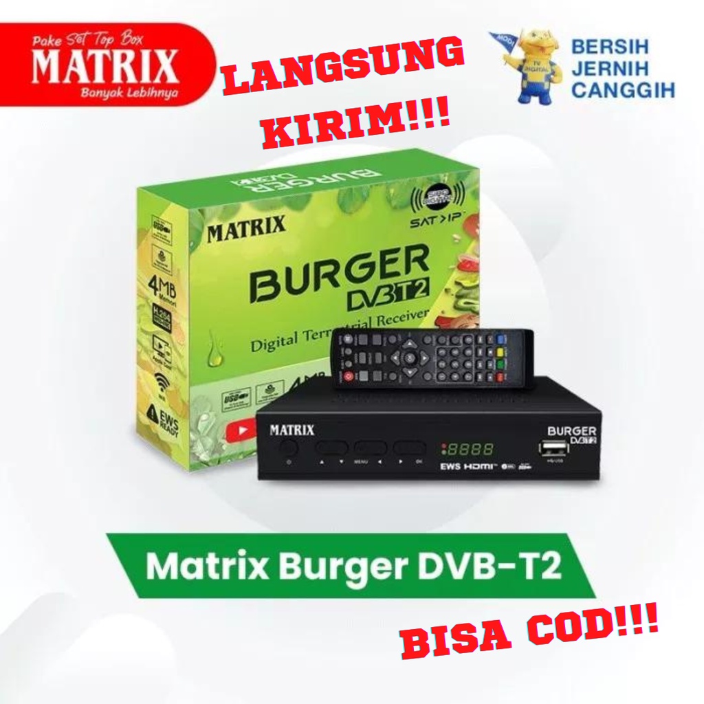 SET TOP BOX DVBT2 RECEIVER MATRIX BURGER HIJAU HD / SET BOX TV DIGITAL / SET TOP BOX TV DIGITAL / ST