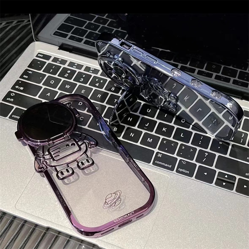 Kreatif NASA Astronot Stand Case iPhone 14 Pro Max Case Iphone13 11 12 Pro Max Kamera Perlindungan Lensa14 Plus XR Promax Mewah Menyenangkan Penuh Tertutup Shock Protection Case